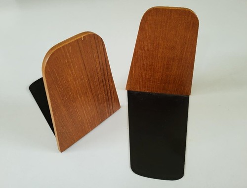 Vintage teak metal mcm book - metal,