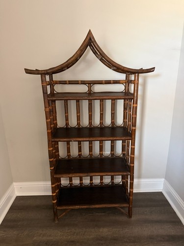 Vintage bamboo bookcase - bamboo,