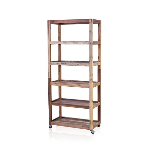 Six shelf display - shelf, casters