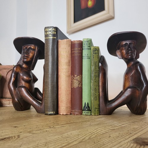 Mcm wood bookend pair vtg - pair,